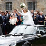 Lucía Bárcenas en su boda con Marco Juncadella Hohenlohe en La Estrada, Pontevedra el sábado 24 de julio de 2021.