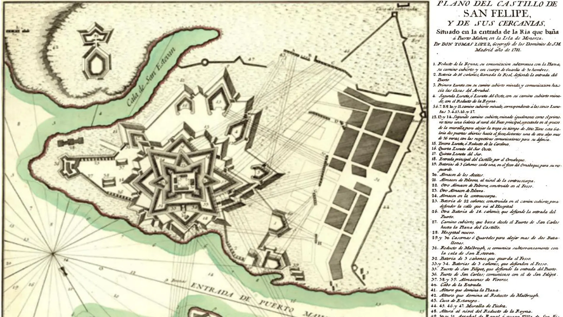 Plano del castillo de San Felipe de Menorca