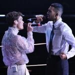 Mahmood y Blanco durante la final de San Remo