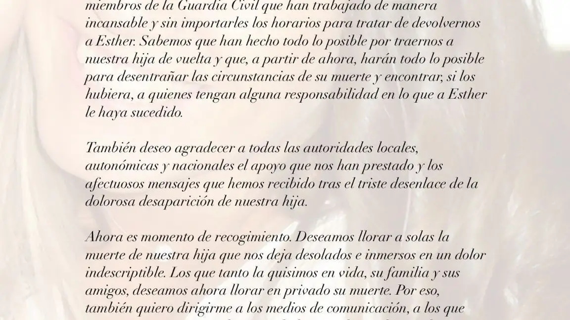 Carta abierta del padre de Esther López.MIGUEL LÓPEZ06/02/2022