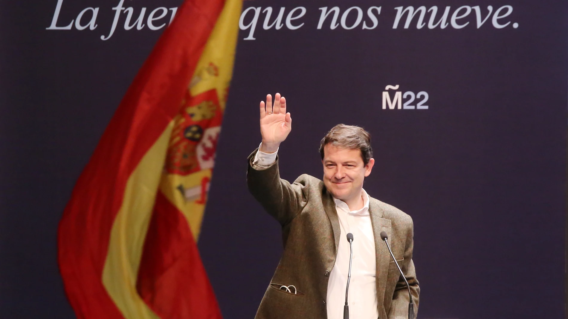 El candidato del PP a la Presidencia de la Junta de Castilla y León, Alfonso Fernández Mañueco, participa en un mitin en Soria