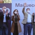 El candidato del PP, Alfonso Fernández Mañueco, junto a Isabel Díaz Ayuso, Jesús Julio Carnero y Conrado Íscar