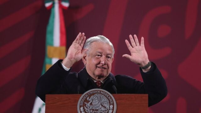 El presidente de México, Andrés Manuel López Obrador, habla en su rueda de prensa matutina en Palacio Nacional, de la Ciudad de México (México).