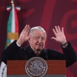 El presidente de México, Andrés Manuel López Obrador, habla en su rueda de prensa matutina en Palacio Nacional, de la Ciudad de México (México).