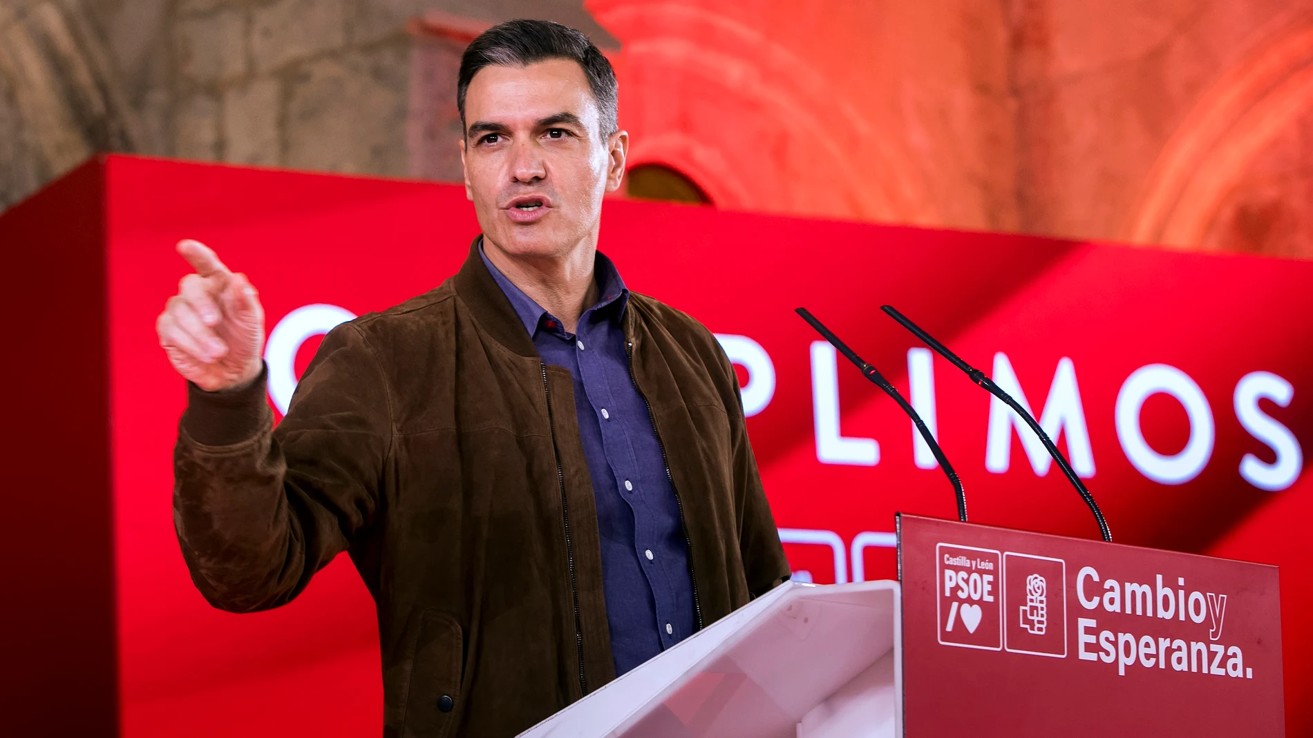El presidente del Gobierno, Pedro Sánchez, participa en un acto de campaña del PSOE