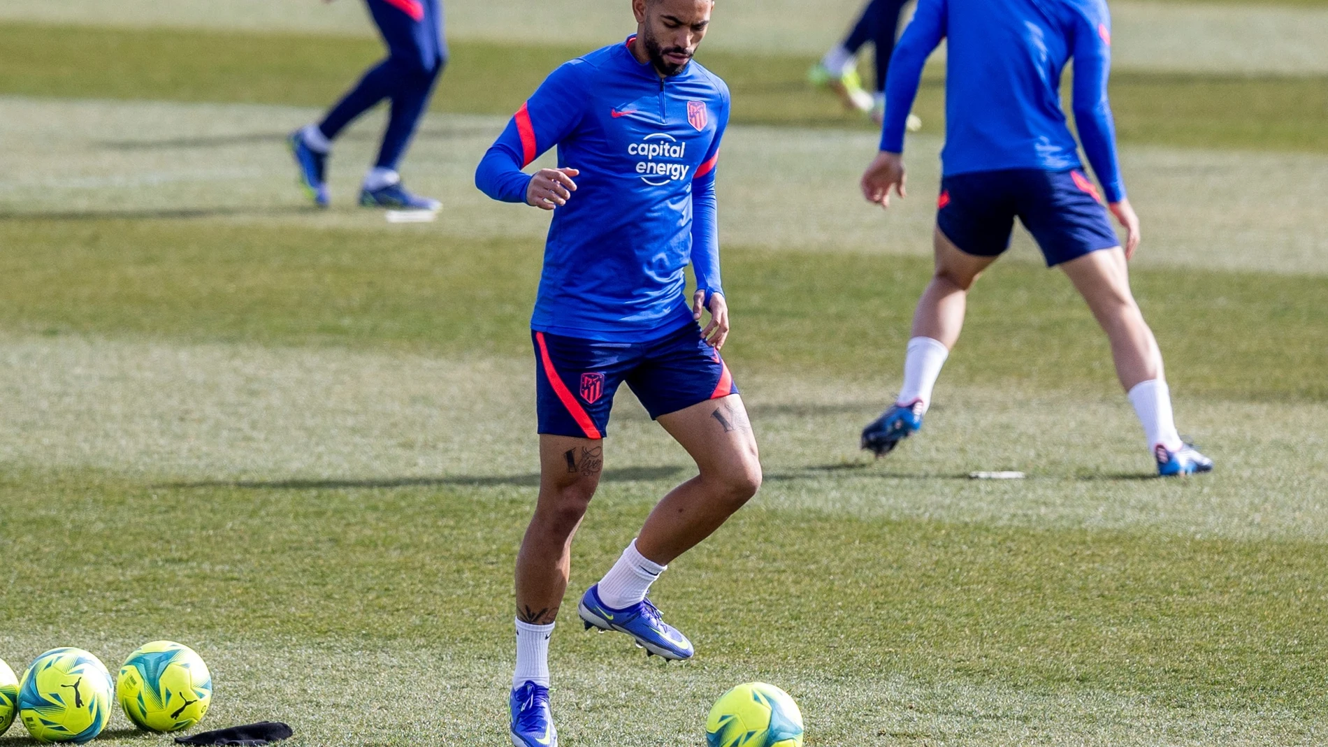 Matheus Cunha, en un entrenamiento con el Atlético