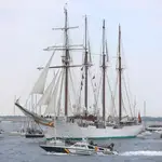 Salida del buque escuela &#39;Juan Sebastián de Elcano&#39; con motivo del inicio de su XCIV crucero de instrucción a 12 de febrero del 2022 en Cádiz