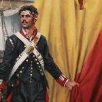 "Mi bandera", por Augusto Ferrer-Dalmau. Donde representa al granadero Martín Álvarez en la batalla del Cabo de San Vicente (14 de febrero de 1797) defendiendo la bandera de su navío el "San Nicolás de Bari"