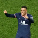 Mbappé celebra el gol de la victoria del PSG