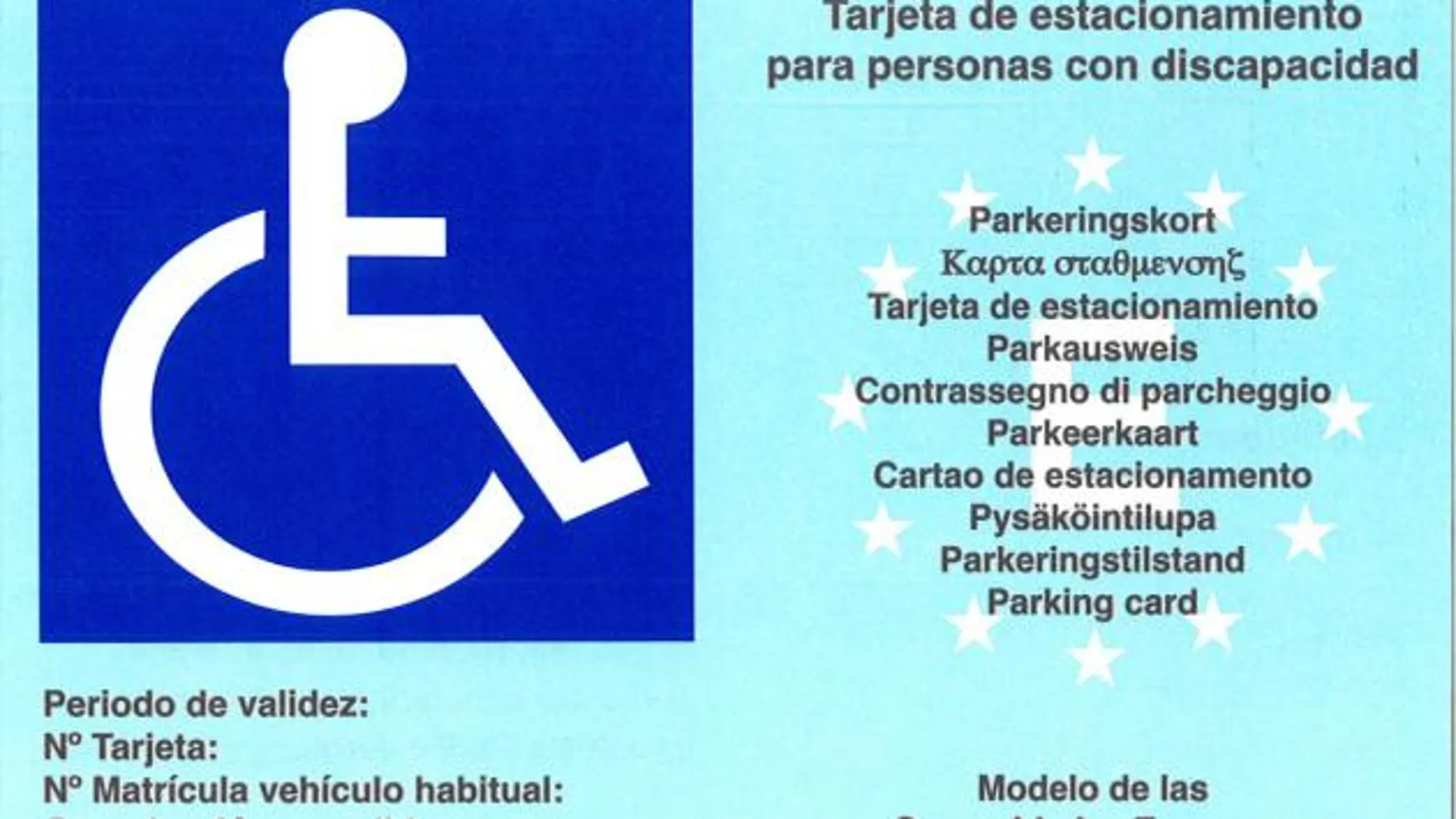 Tarjeta de estacionamiento para personas con movilidad reducida