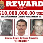 Cartel con la recompensa que EEUU ofrece por Nemesio Oseguera, alias El Mencho