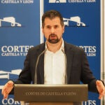 El secretario general del Partido Socialista de Castilla y León, Luis Tudanca, tras la reunión con Fernández Mañueco