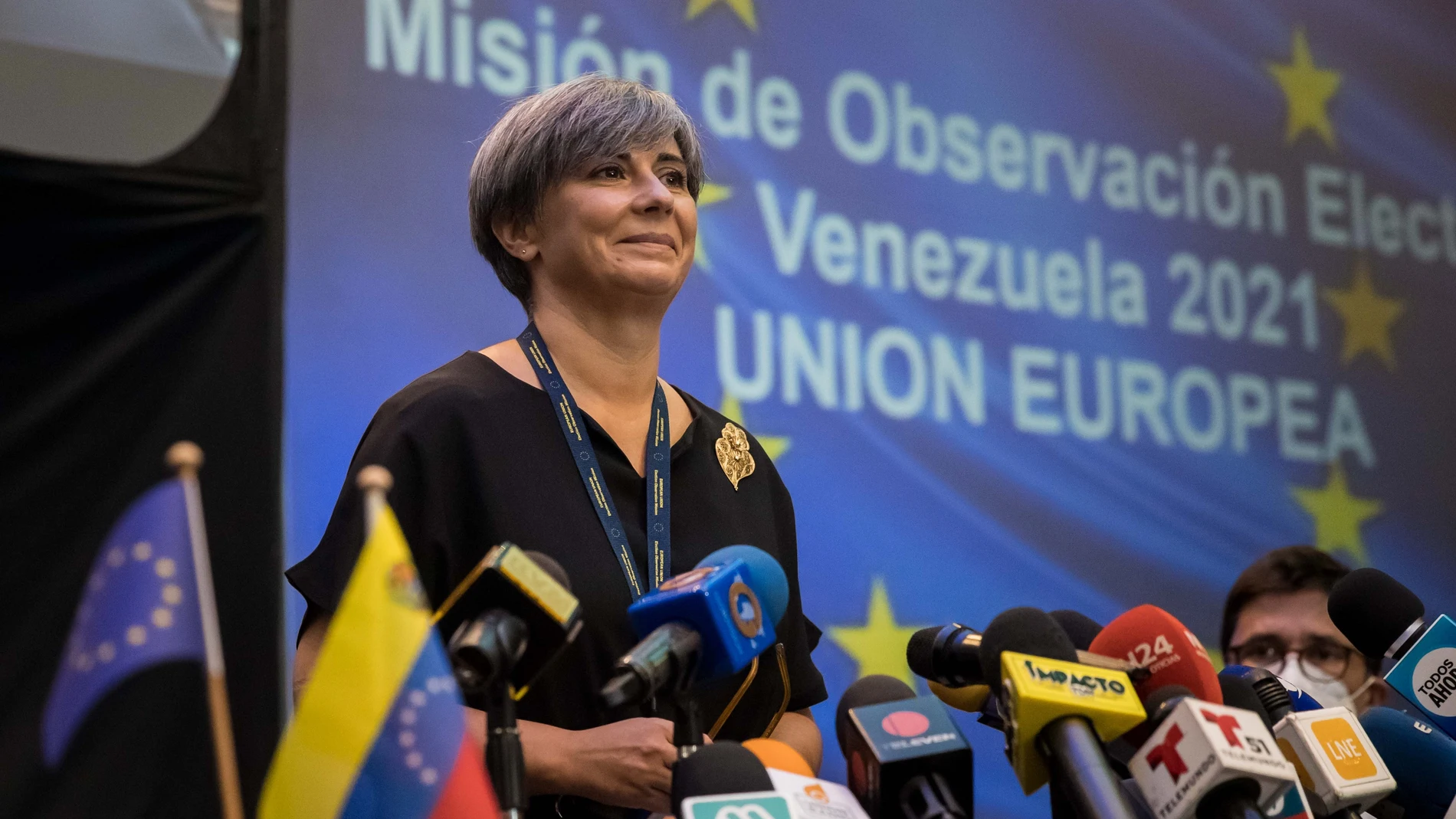 Isabel Santos de la Misión de Observación Electoral de la Unión Europea (MOE-UE), durante una rueda de prensa en Caracas el año pasado