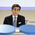 El presidente de Telefónica, José María Álvarez-Pallete, durante la presentación de resultados de la compañía de 2021