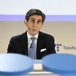 El presidente de Telefónica, José María Álvarez-Pallete, durante la presentación de resultados de la compañía de 2021