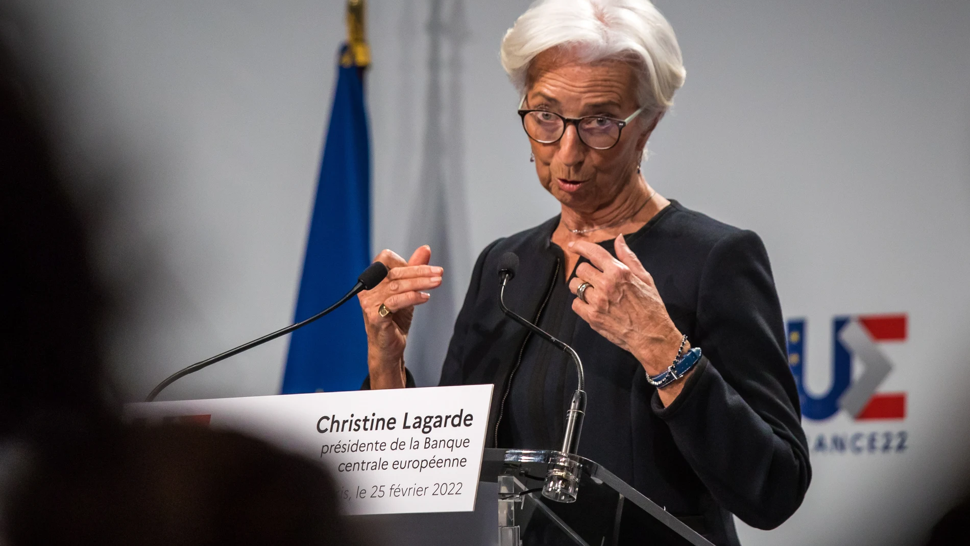 Christine Lagarde, presidenta del Banco Central Europeo, hoy, en París