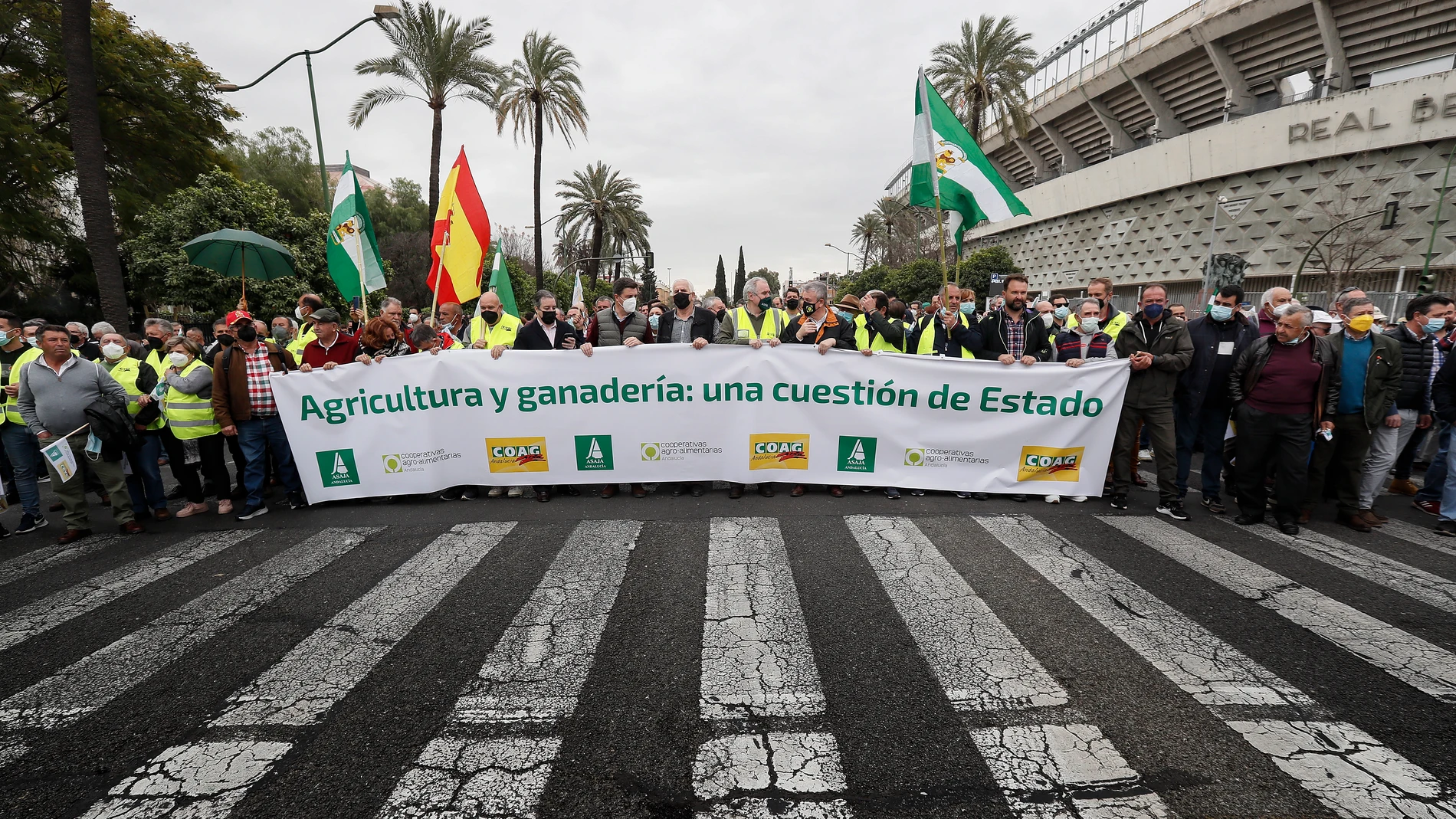 Cientos de agricultores y ganaderos de toda Andalucía en una manifestación reciente celebrada en Sevilla