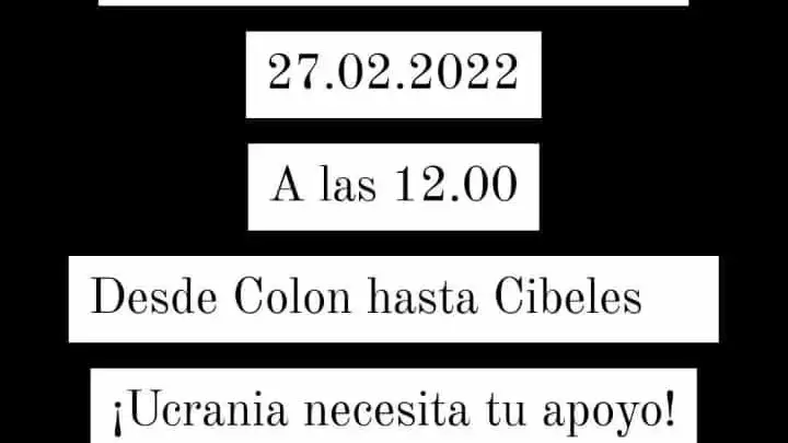 Convocatoria para la manifestación que tendrá lugar el próximo domingo en domingo. &quot;Ucrania necesita tu apoyo&quot;