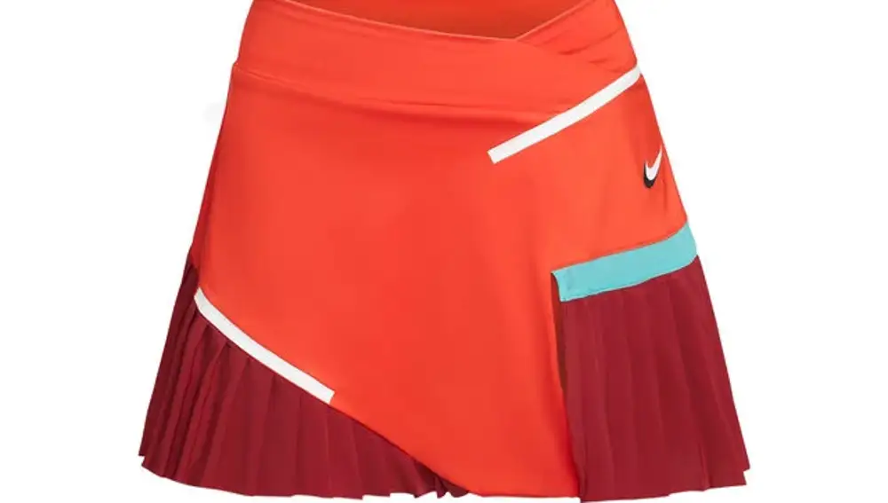 Court Dri-Fit falda de tablas en naranja y rojo, de Nike