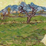 Fotografía cedida por Christie's donde se aprecia "Champs près des Alpilles", una de las obras que pintó Vincent van Gogh mientras estaba ingresado en el psiquiátrico
