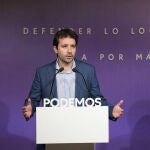 El coordinador de Podemos en la Región de Murcia y portavoz estatal de la formación, Javier Sánchez Serna