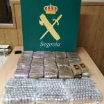 Once kilos de hachís incautados por la Guardia Civil de Segovia a un hombre detenido como presunto autor de un delito contra la salud pública, en su modalidad de tráfico de drogas