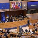 Zelenski interviene por videoconferencia ante el Parlamento Europeo