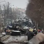 Una calle de Kiev bombardeada en las últimas horas