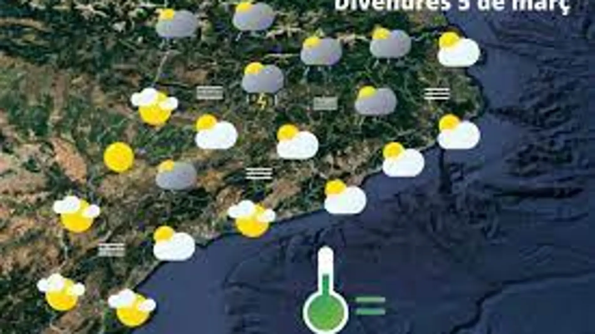 Mapa climatológico en Cataluña para este sábado