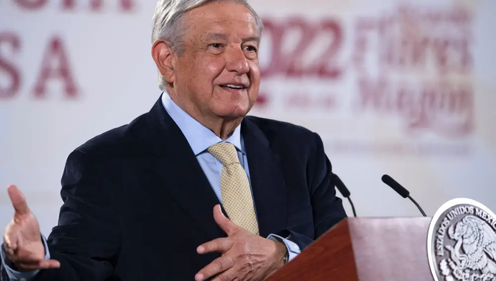 Andres Manuel Lopez Obrador durante su rueda de prensa sobre Ucrania