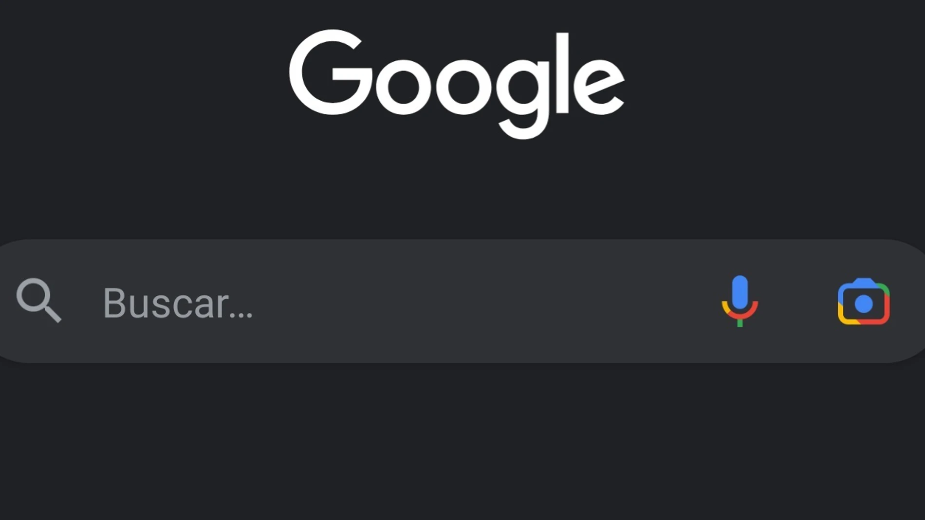 Captura de la app de Google en Android con el modo oscuro