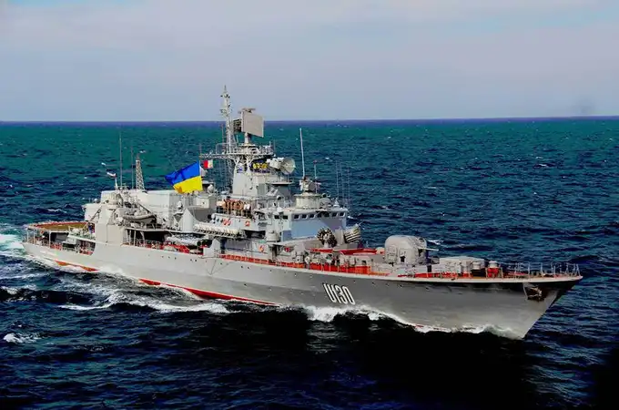 Así quedó el buque insignia de la Armada de Ucrania tras ser hundido por su propia tripulación