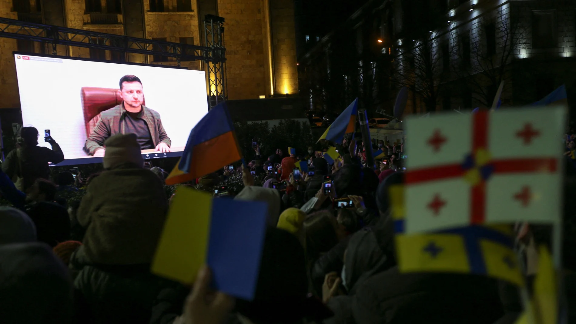Multitudinaria manifestación en Tiflis, Georgia, en apoyo del Ucrania y su presidente, Volodimir Zelenski este fin de semana