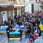 Manifestación de ucranianos por las calles de Zamora