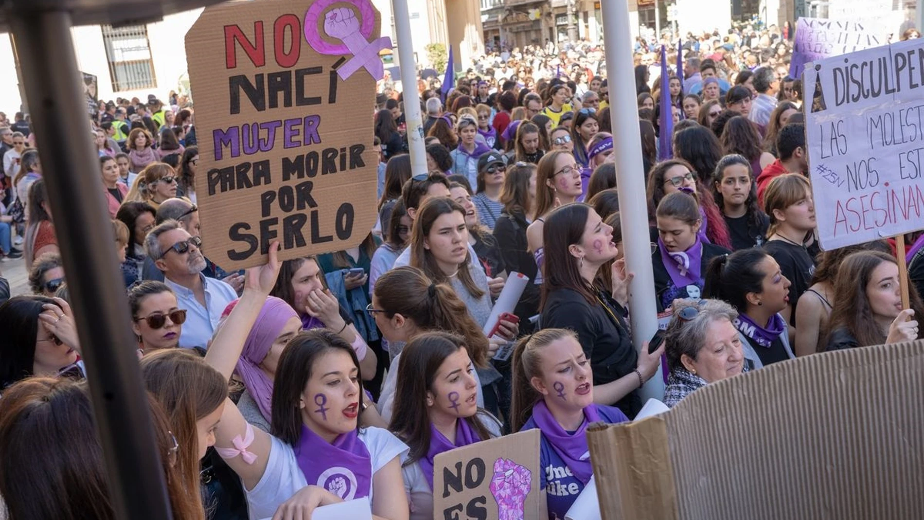 Una manifestación del Día de la Mujer en Cartagena, en 2021