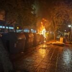 Imagen de un contenedor ardiendo