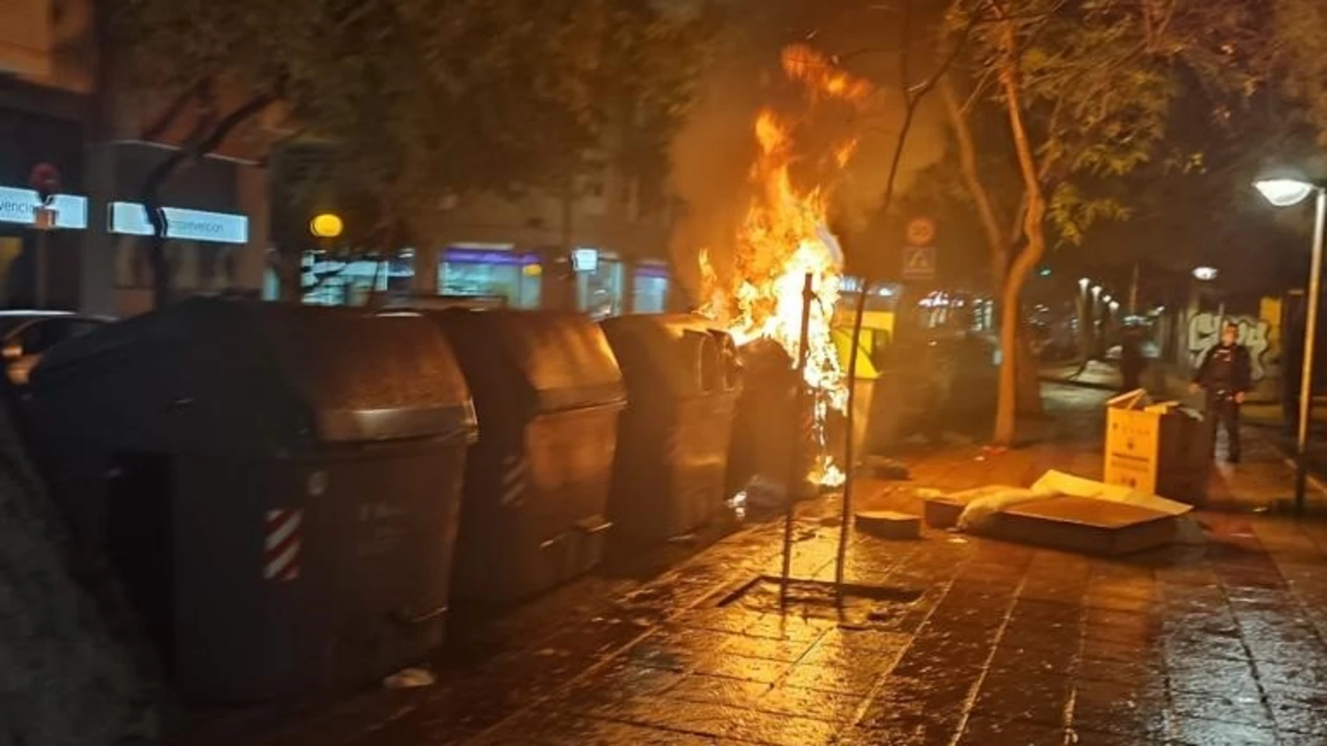 Imagen de un contenedor ardiendo