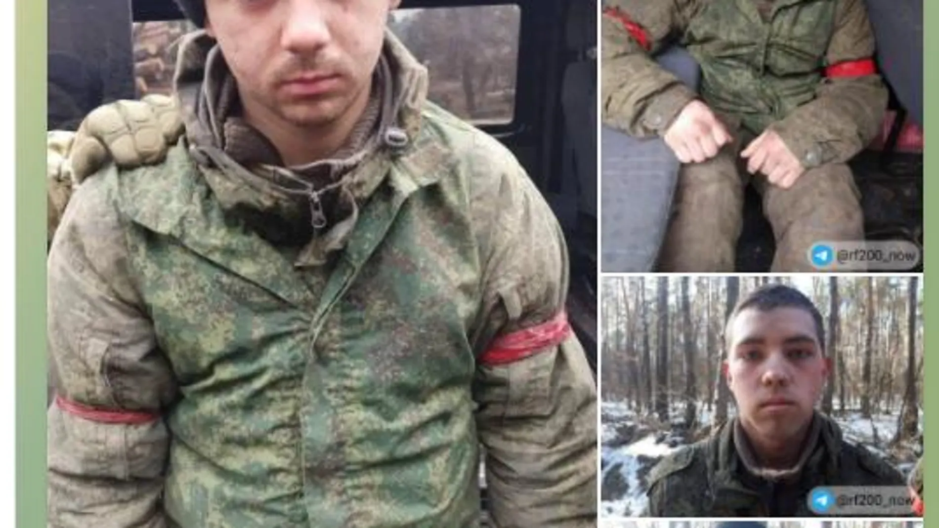 Fotos de prisisoneros rusos publicadas en el canal de Telegram