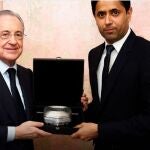 El regalo de Florentino Pérez al presidente del PSG antes del partido contra el Real Madrid/Realmadrid.com