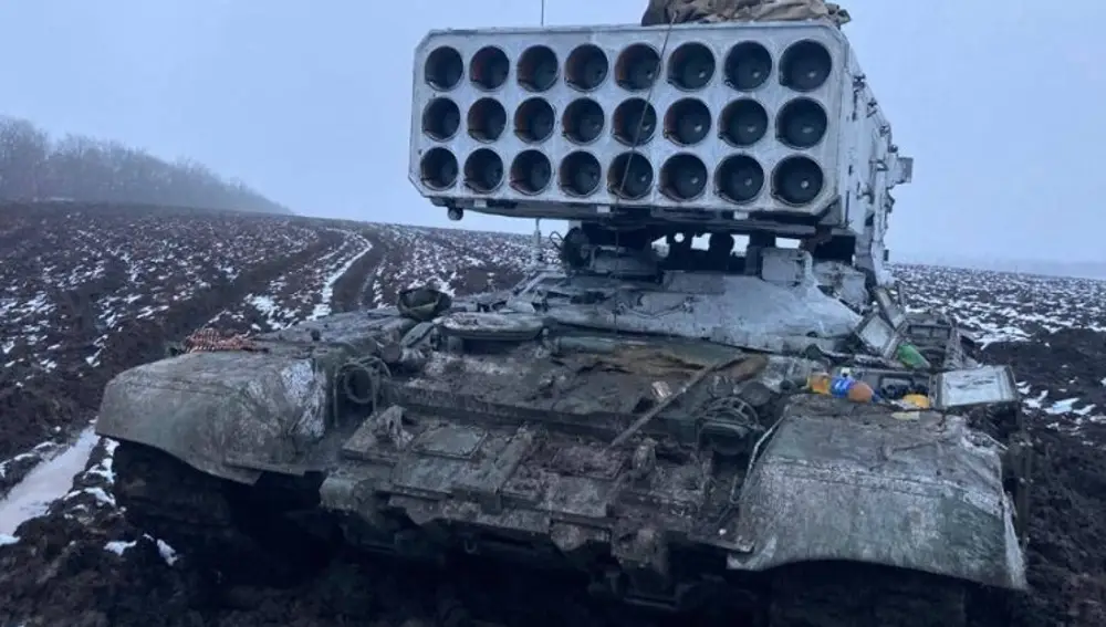 Imagen de un TOS-1 usado por Rusia y capturado por Ucrania