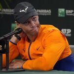 Rafa Nadal, en su comparecencia ante los medios antes de arrancar Indian Wells