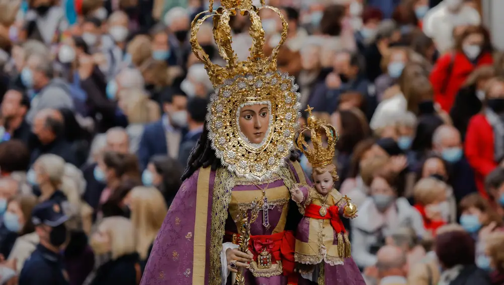 Salida de la Virgen de la Fuensanta, a 10 de marzo de 2022, en Murcia (España)