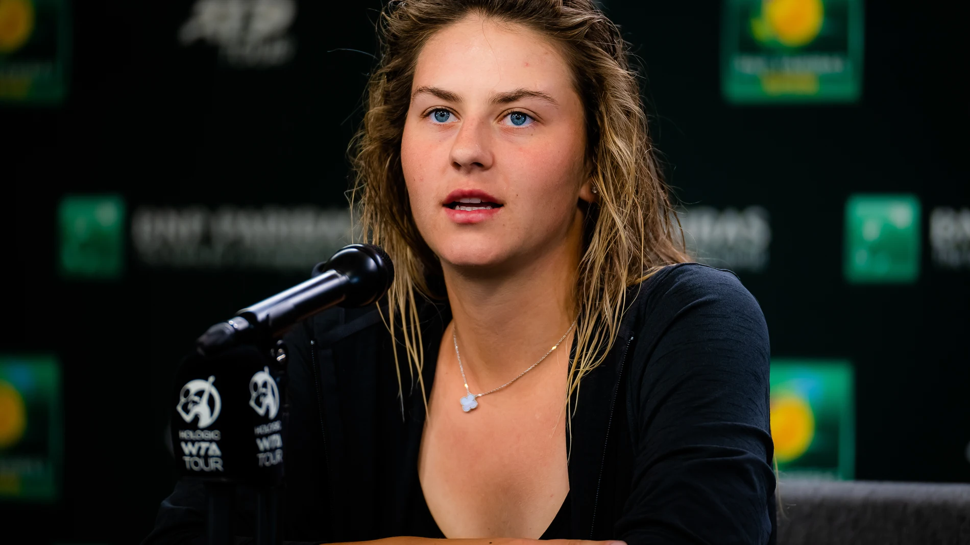 Marta Kostyuk durante la rueda de prensa