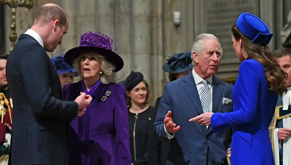 Parte de la familia real británica en el servicio religioso de la Abadía de Westminster por el Día de la Commonwealth