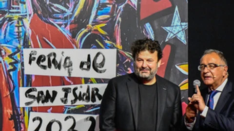 Domingo Zapata con Roberto Gómez, en la presentación del cartel