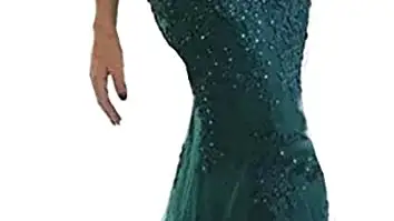 Vestido de corte sirena con cuentas y encaje, de Amazon