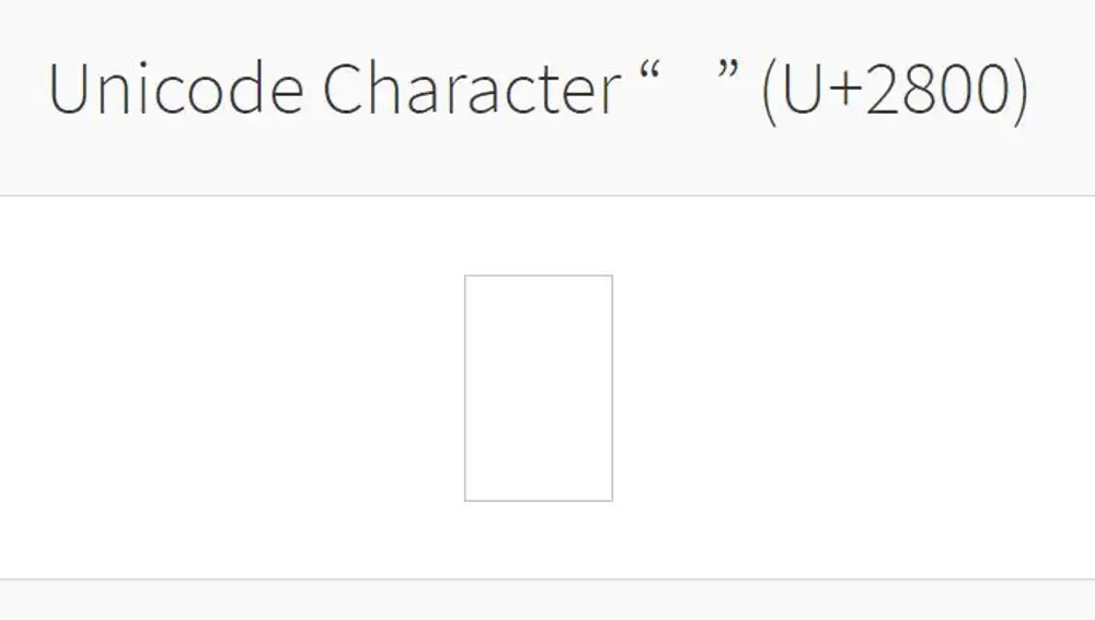 El recuadro contiene el carácter Unicode que debes copiar.
