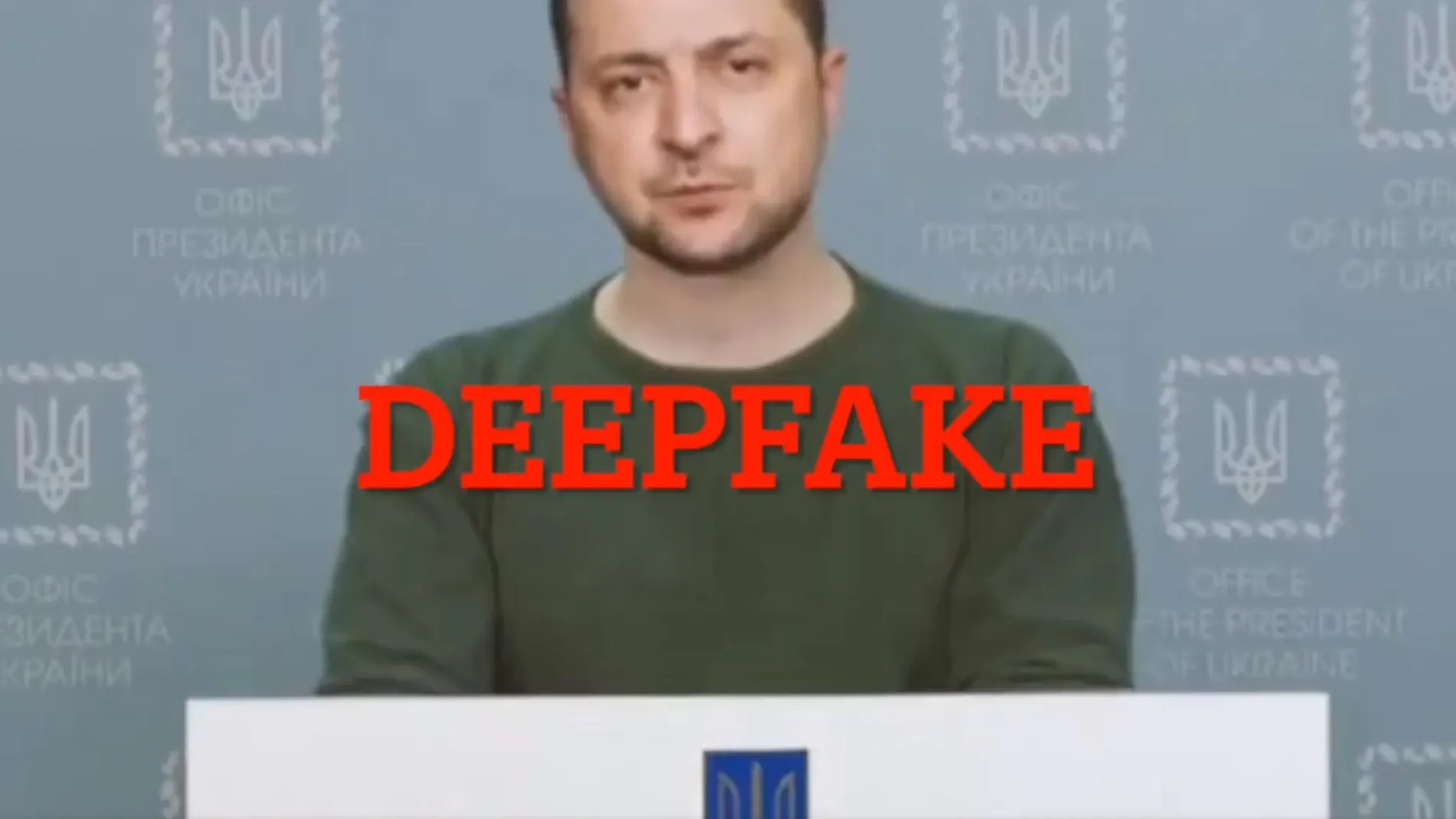 Un momento del vídeo "deepfake" en el que Zelensky pide a las tropas de Ucrania que depongan las armas.