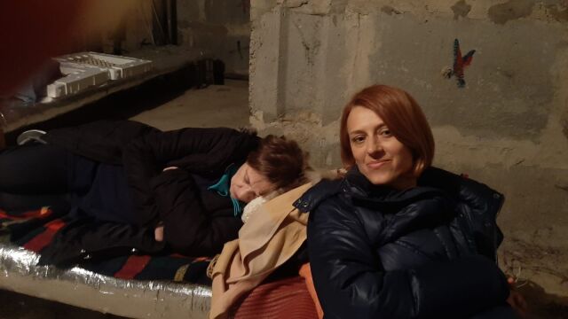 Olga Tarnovska, enun refugio en la localidad de Vyshgorod, a unos kilómetros de Kiev