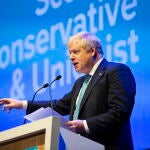 El primer ministro británico, Boris Johnson, durante un acto del Partido Conservador en Aberdeen